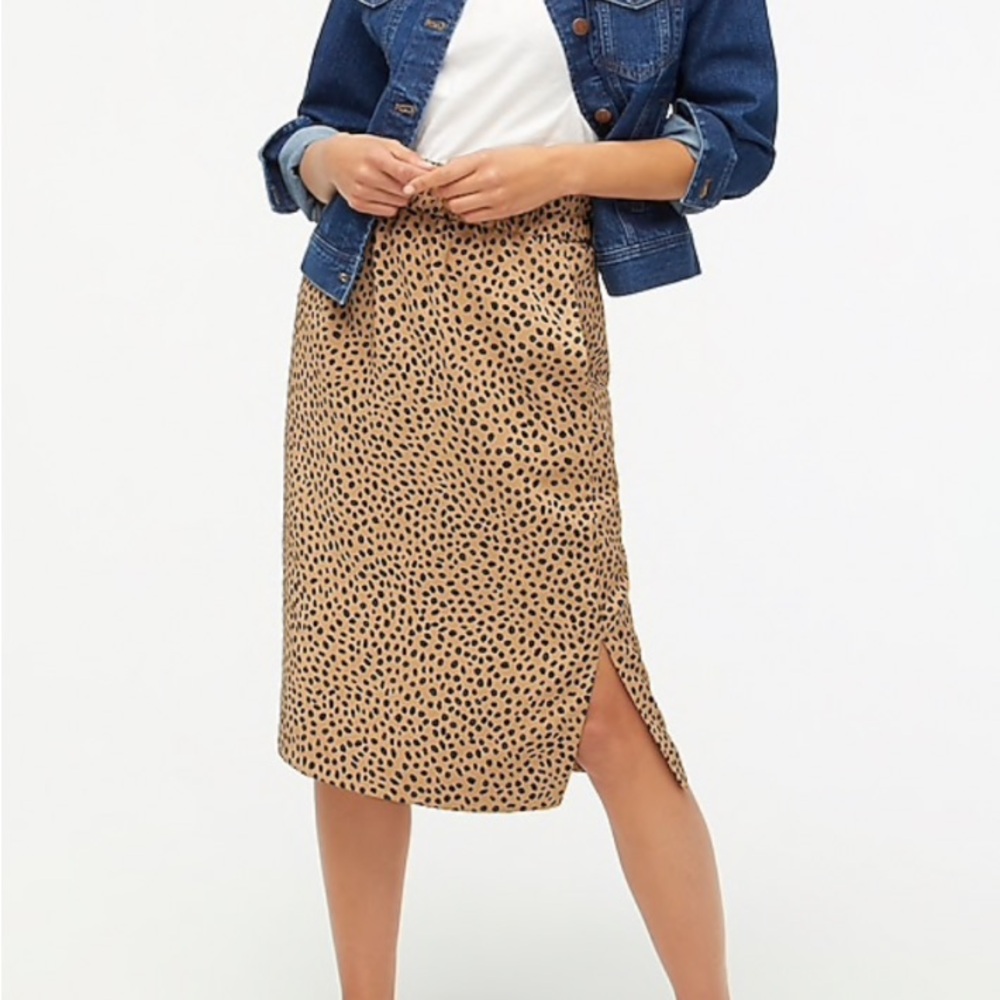 J.Crew Leopard Print Midi Skirt Women’s XL Tan Black Side Slit